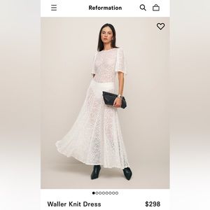 Reformation’s “Waller Knit Dress” in size small color white